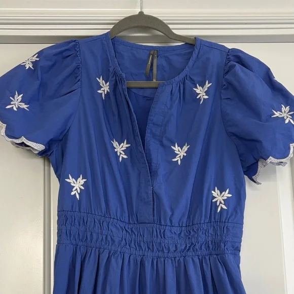 Anthropologie Somerset Blue Floral Embroidered Maxi Dress - Picture 2 of 3